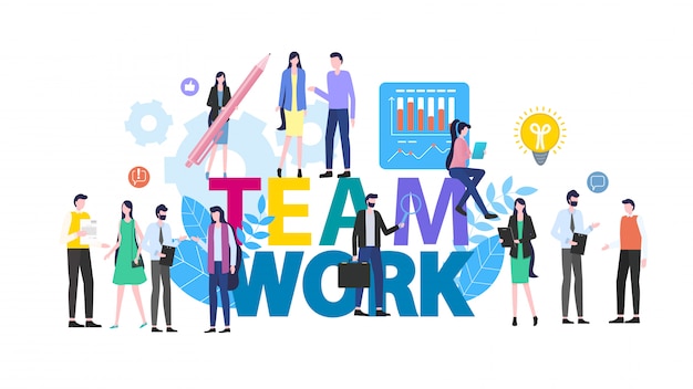 Teamwork mensen Man vrouw kantoor werknemer vectorillustratie.