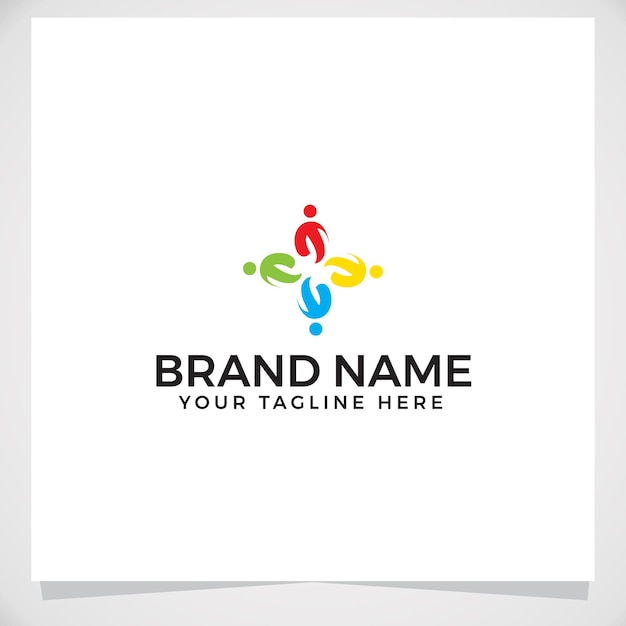 Teamwork people logo design template