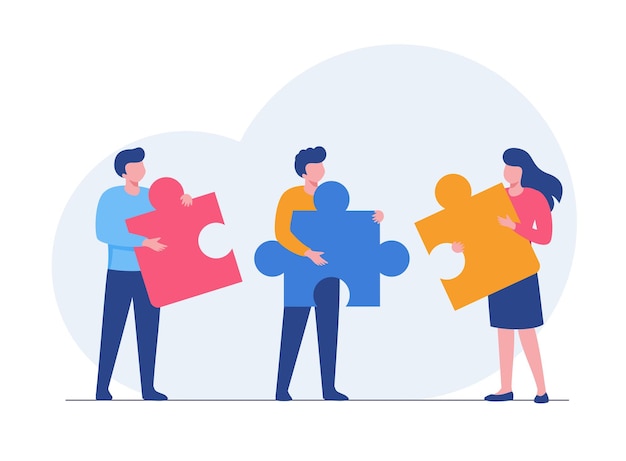 Teamwork puzzle partnership connect collaboration brainstorming partner collaborate match flat illustration vector