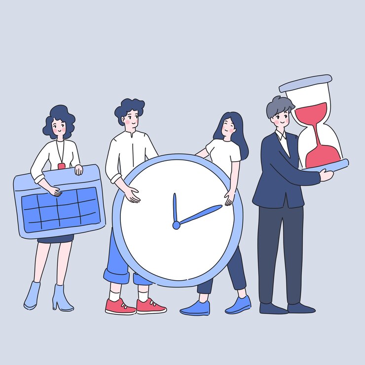 Vector 팀워크 시간 관리, 사람들 그룹 그림