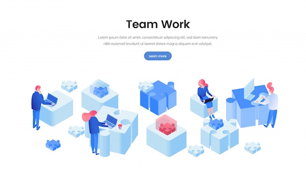 Teamwork web banner 3d  template