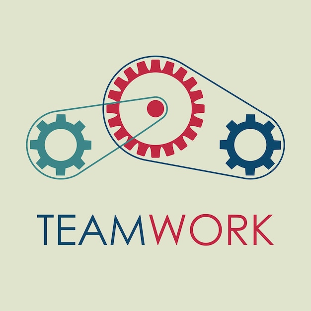 Teamwork with gears concept Vector Illustration