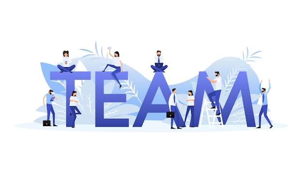 Teamwork zakelijk succes Cartoon mensen vector illustratie Platte vector illustratie karakter