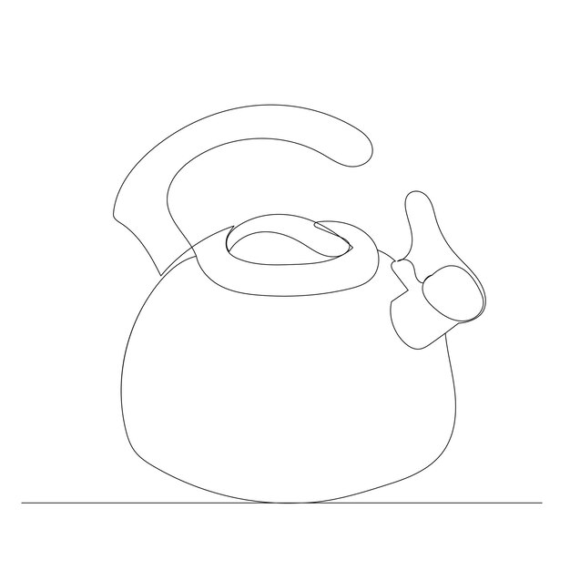 Teapot drawing by one continuous line isolated vector