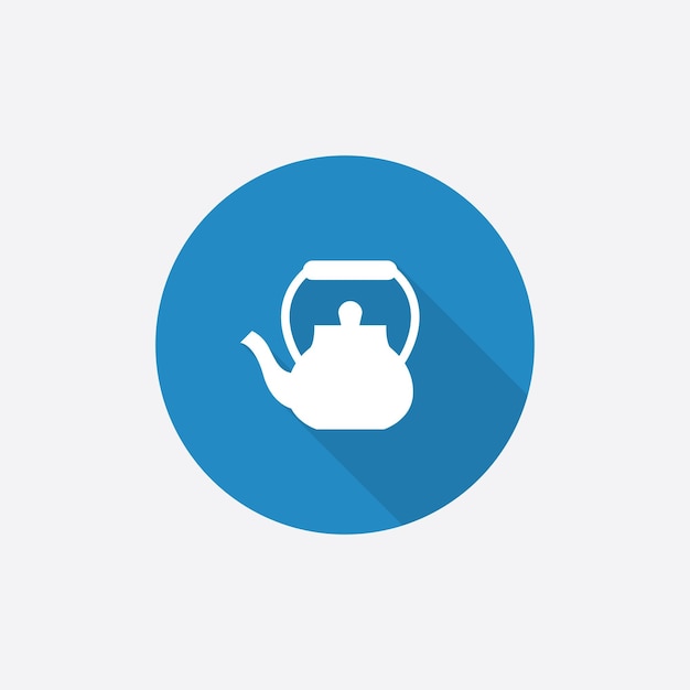 Чайник flat blue simple icon с длинной теньюxa
