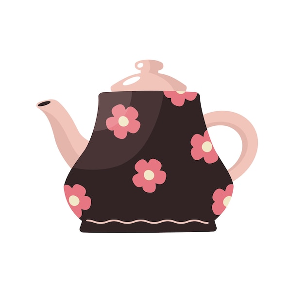 Vector teapot kitchen utensils vector illustration in a flat style