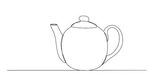 teapot line drawing sketch on white background vector