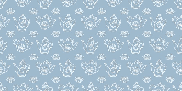 Vector teapot seamless repeat pattern background