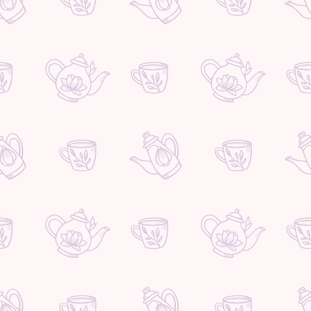 Vector teapot seamless repeat pattern vector background