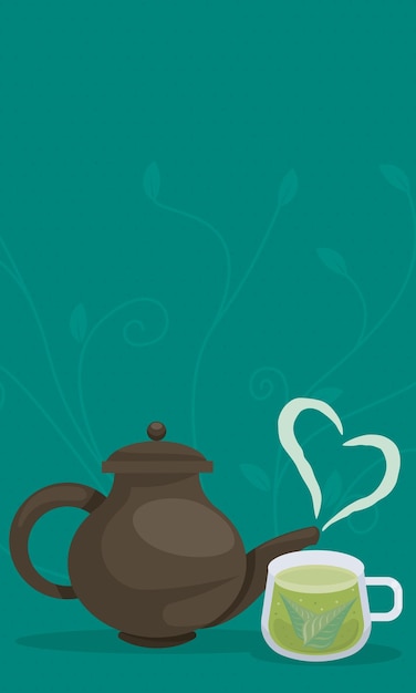 Teapot and teacup with heart