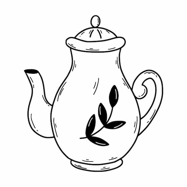 Teapot Vector doodle illustration Postcard decor element