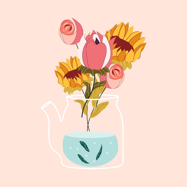 teapot with flowers