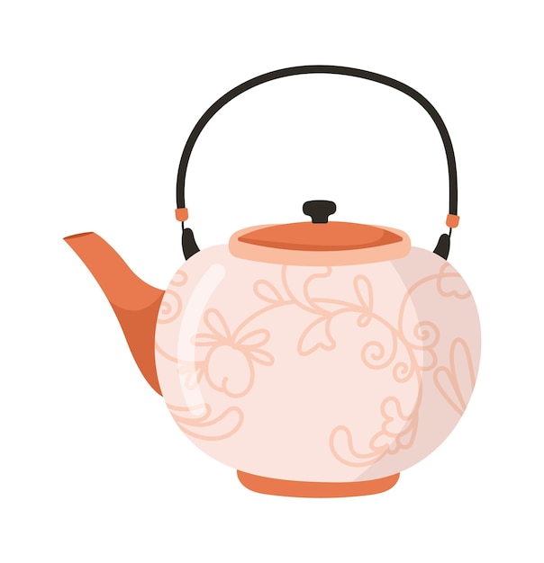 Vector teapot with handle kitchen icon vector illustration