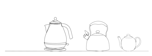 teapots line drawing on white background vector