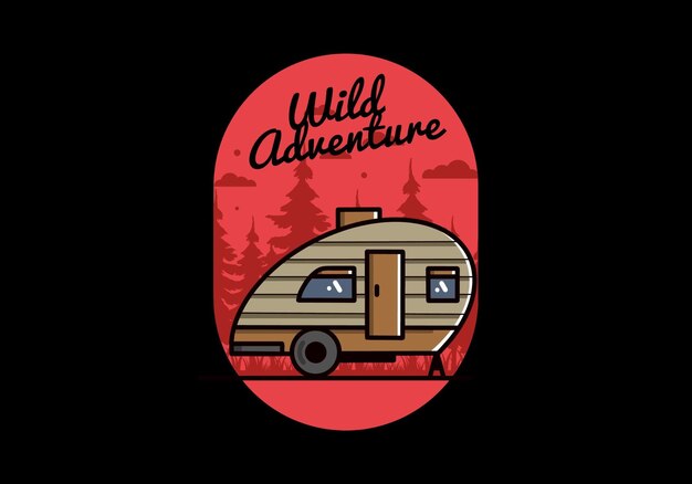 Vector teardrop camper vintage illustration design