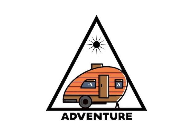 Teardrop camper vintage illustration design