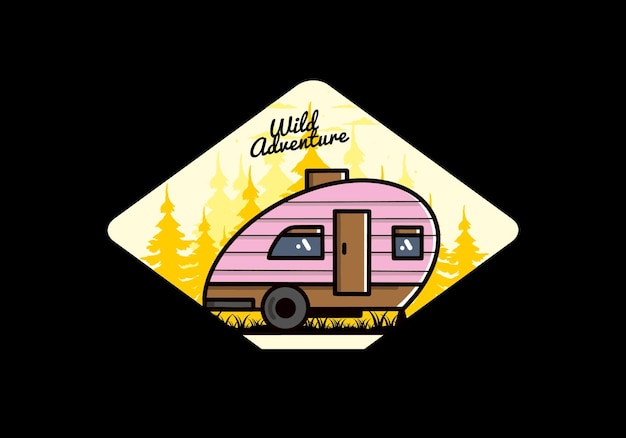 Teardrop camper vintage illustration design