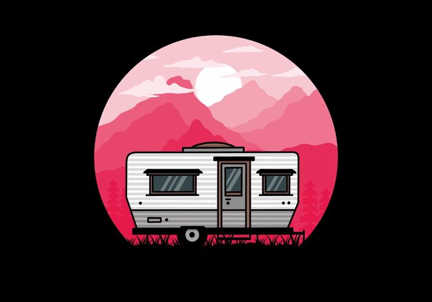 Vector teardrop van camper illustratie badgeontwerp