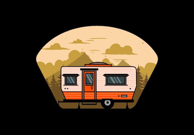 Teardrop van camper illustration badge design