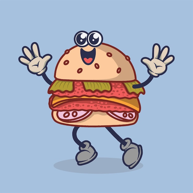 Teary eyes Burger with happy face expression sticker.