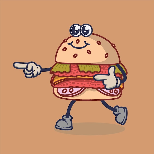 Teary eyes Burger with smiling face expression sticker.