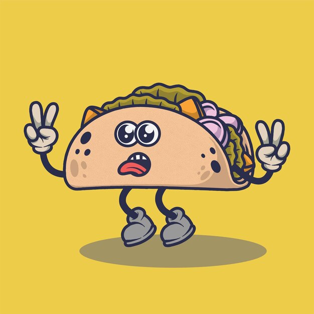 Vector teary eyes tacos with teasing face expression sticker.