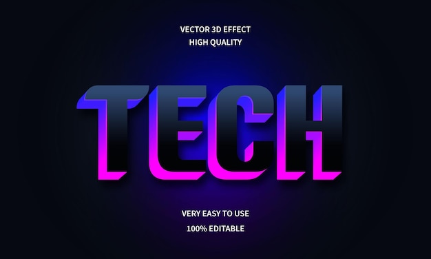 Tech3d紫と黒のテキスト効果効果