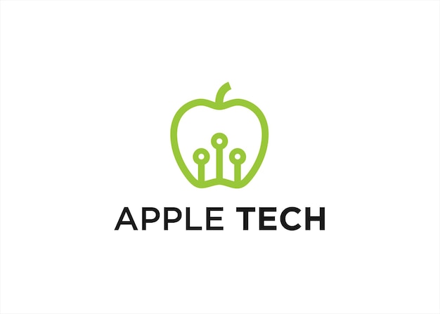 tech apple logo design icon vector silhouette illustration