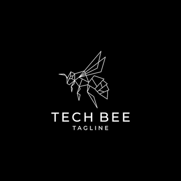 Tech bee logo design vector template