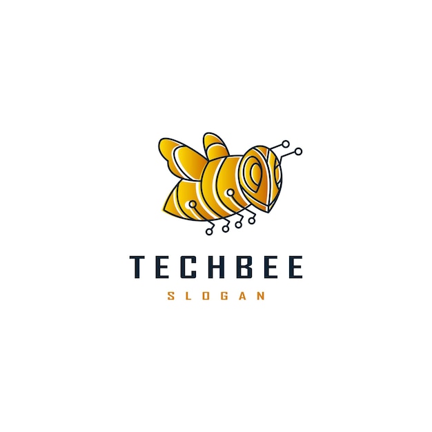 Tech bee logo-ontwerp met geometrische stijl