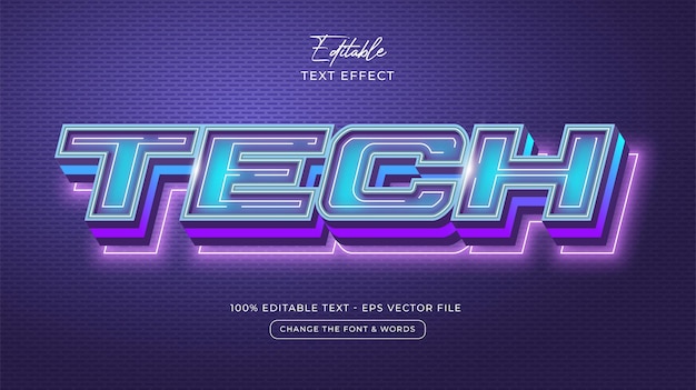 Tech bewerkbare teksteffectstijl Premium Vector