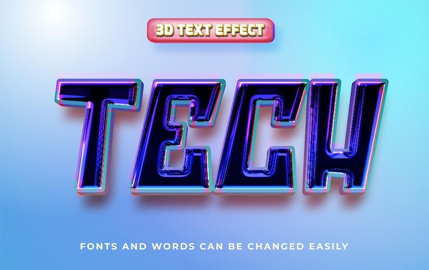 Tech blue 3d editable text effect style