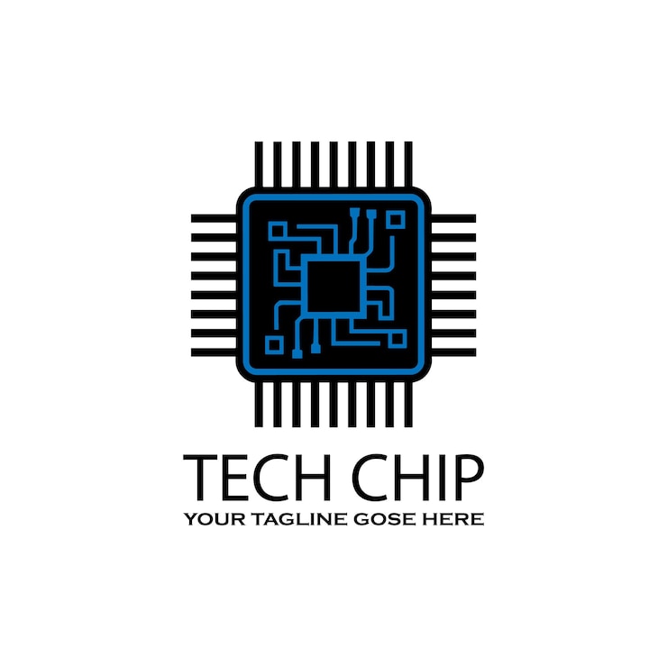 Vector tech chip logo template design