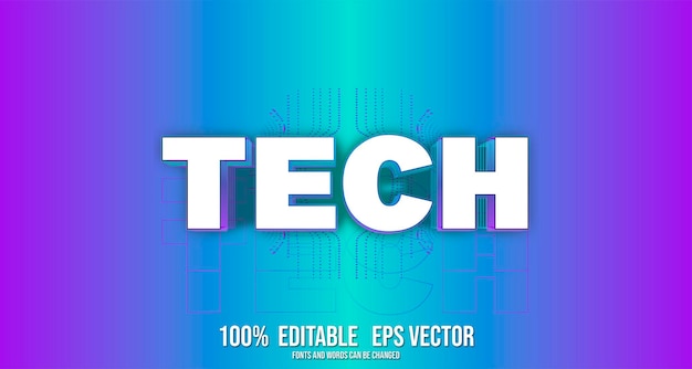 TECH editable text effects vector