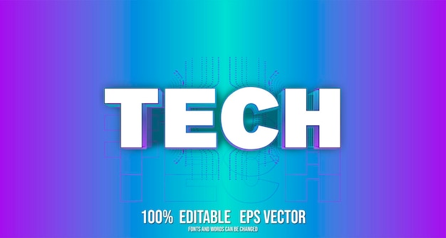 Tech editable text effects vector