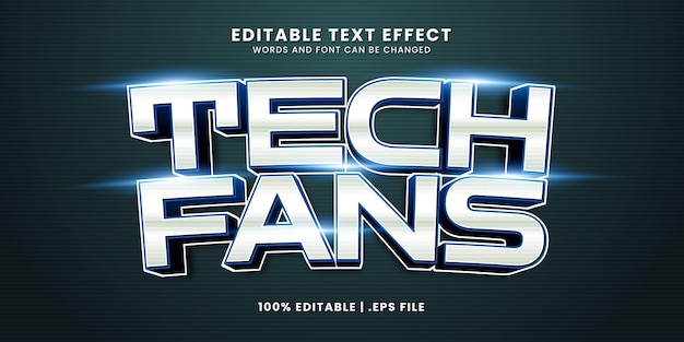 Tech fans editable text effect in 3d style