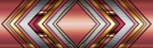 Vector tech grijs roze geometrische stijl met abstracte gouden lijnen