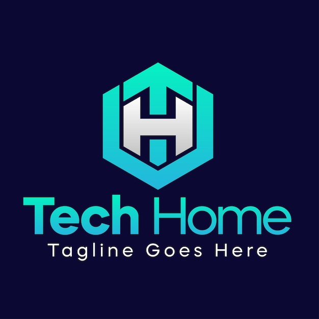 Vector tech home th logoontwerp voor technologiebedrijven