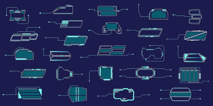 Vector 기술 프레임 텍스트 박스 기술 요소 디지털 게임 미래 디스플레이 인터페이스의 타이틀 사각형 사이버 박스 복사 공간 대시보드 컬렉션 터 추상 템플릿