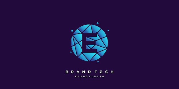 Vector tech logo e with creative molecule style vector part 2