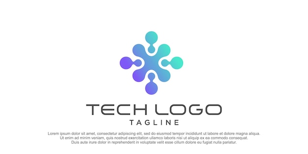 Tech-logo met creatief concept premium vector