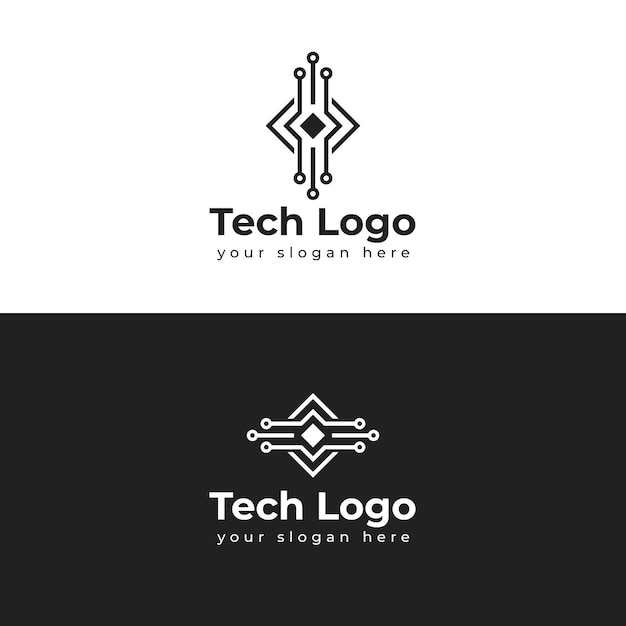 Vector tech-logo met een zwart-witte achtergrond