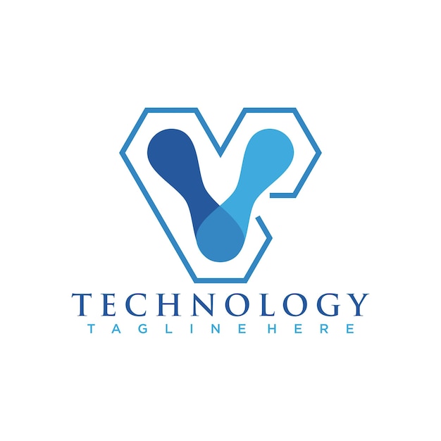 Tech-logo met eerste v creatief ontwerp premium vector