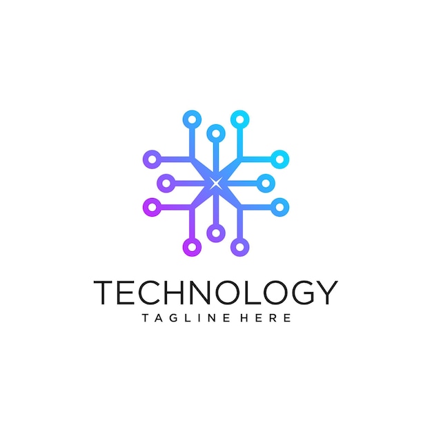 Tech logo vector met letter X concept Premium Vector