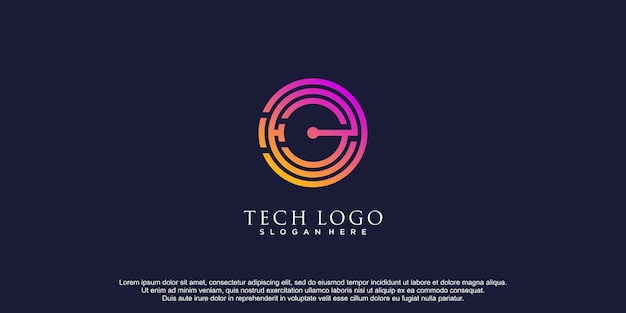 Vettore logo tecnico con l'illustrazione vettoriale dell'icona del design g iniziale