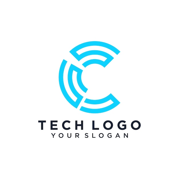 Tech met initiële C logo ontwerp vector uniek idee concept