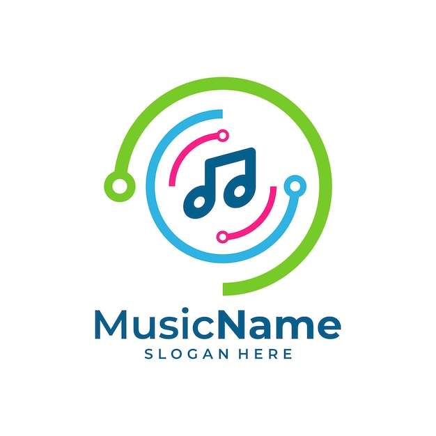 Tech Music Logo Vector Circuit Music logo ontwerpsjabloon