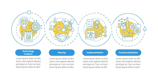 Tech overdracht fasen vector infographic sjabloon