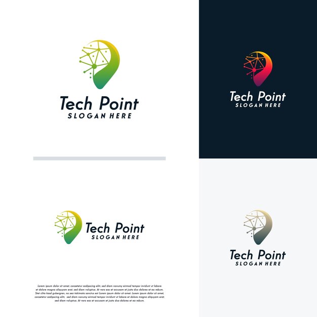 Tech Point logo ontwerpt concept vector, Point tech logo, Pixel punt logo symbool