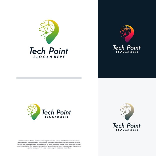 Tech point logo ontwerpt concept vector, point tech logo, pixel punt logo symbool